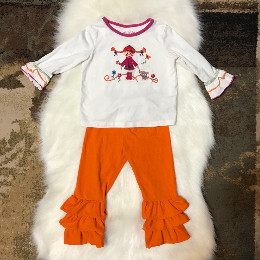 Children’s Place ⚜️ Top & Orange Ruffled Pants